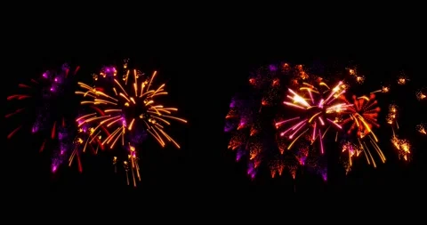 Loop footage fireworks with sparkling lights and stars, ignites an explosion on Video stock 163434311