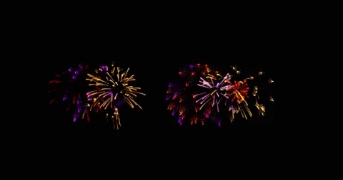 Loop footage fireworks with sparkling lights and stars, ignites an explosion on Video stock 163845967
