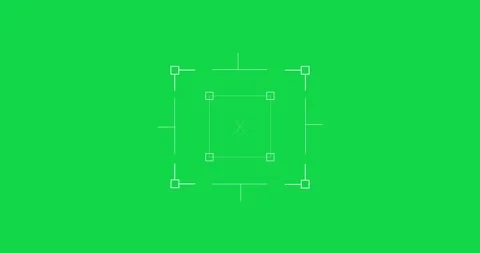 Loop in of formation of square radar display with target in sight in center on a Stock Footage 337779599
