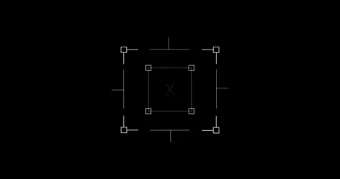 Loop in of formation of square radar display with target in sight in center on a Stock Footage 337779601