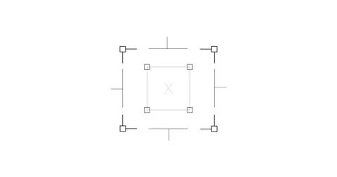 Loop in of formation of square radar display with target in sight in center on a Stock Footage 337779603