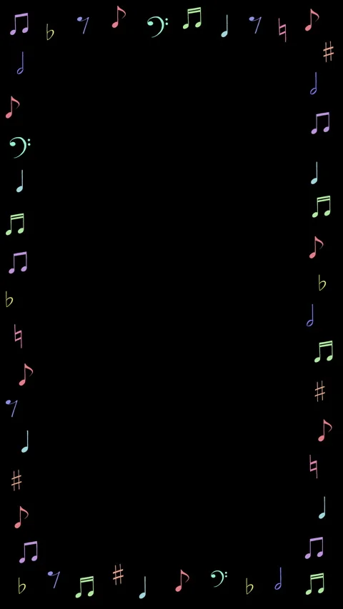 Loop frame sparkling hand-drawn musical notes and symbols Stock Footage 341546684
