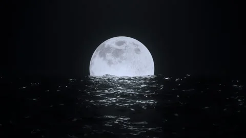 Loop Full moon at night on floats in black water Stock Footage 248239207