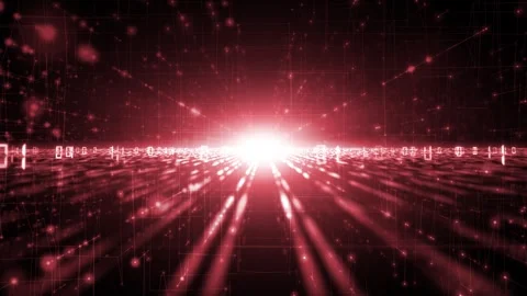 Loop futuristic dar red binary numbers with lines motion background Stock Footage 347507719