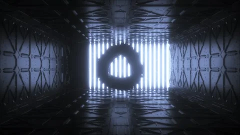 Loop Futuristic Tunnel with Glowing Circular Lights Mesmerizing Design of Depth  Stock Footage 288695124