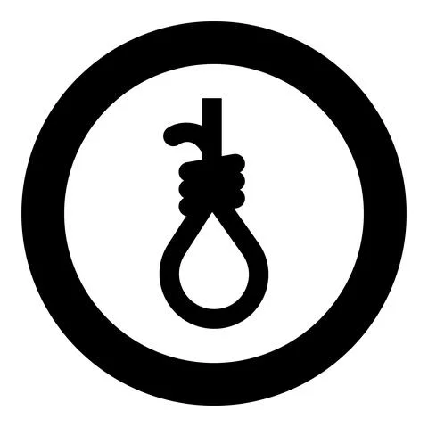 Loop for gallows hangman's noose Rope suicide lynching icon in circle round b Stock Illustration