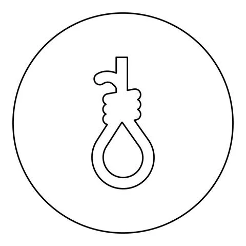 Loop for gallows hangman's noose Rope suicide lynching icon in circle round b Stock Illustration