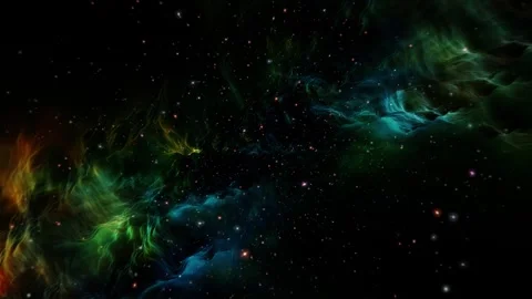 Loop glow blue gold nebula stars space travel abstracr background Stock Footage 313878984