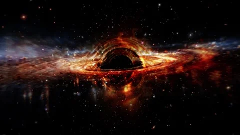 Loop glow gold blackhole space travel in outer space Stock Footage 315031768