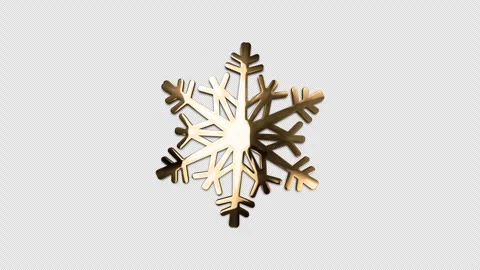 Loop glow gold snowflake object rotation on black background Video stock 301215500