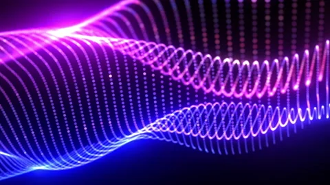 Loop of Glow Pink Purpl eBlue Dot Mesh Wave Stock Footage 159357231