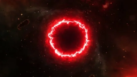 Loop glow red black hole nebula gas cloud Video stock 155479323