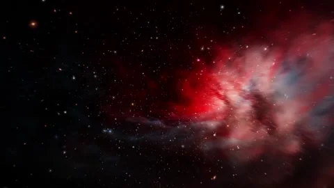 Loop glow red orion nebula star space travel in outer space Stock Footage 330297938