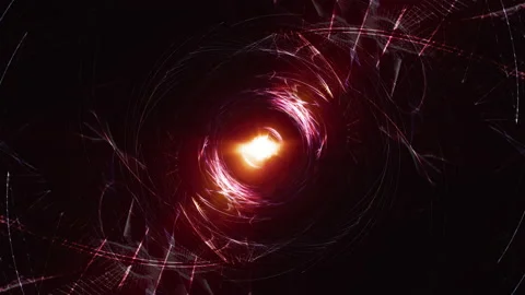 Loop glow red wire mesh chaos vortex tunnel Stock Footage 158109025