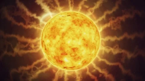 Loop glowing sun star with coronal mass ejections and solar wind Stock-Footage 347527763