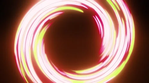 Loop is a glowing yellow pink energetic black hole on a black background Stock Footage 276827907