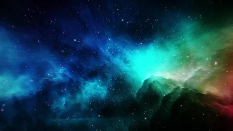 Loop gold blue turqoise nebula space travel abstract background Stock Footage 312619018