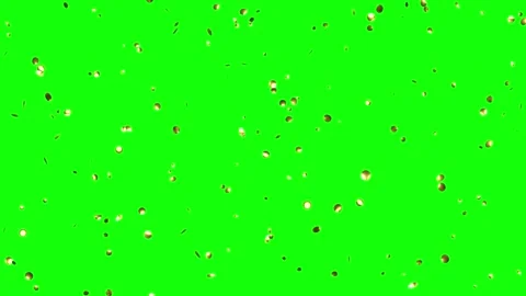 Loop Gold glitter particles. Falling particles on green Background Stock Footage 279875456