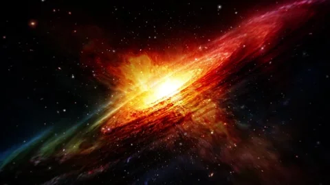 Loop gold ring galaxy space travel on black background Video stock 313200587