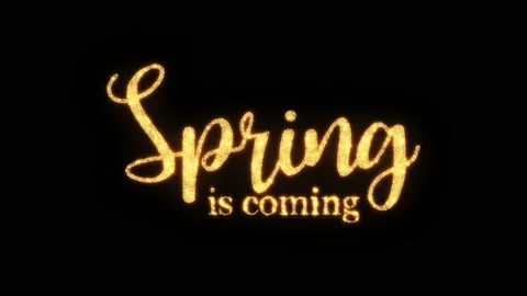 Loop golden text Spring is coming black background. Video stock 207625881