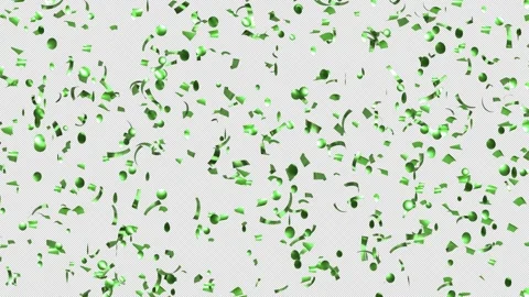 Loop Green confetti are falling on Transparent Background. Alpha channel.  Stock Footage 278858909