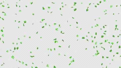 Loop Green confetti are falling on Transparent Background. Alpha channel.  Stock Footage 278860161
