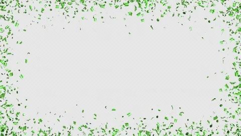 Loop Green confetti are falling on Transparent Background. Alpha channel.  Stock Footage 279903680