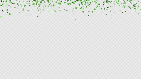 Loop Green confetti are falling on Transparent Background. Alpha channel.  Stock Footage 279904115