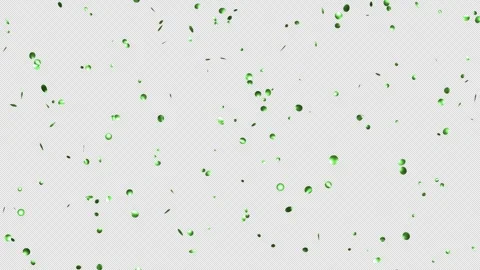 Loop Green confetti are falling on Transparent Background. Alpha channel.  Stock Footage 279904607