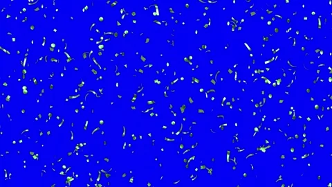 Loop Green confetti falling over Blue Screen Stock Footage 278867597