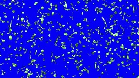 Loop Green confetti falling over Blue Screen Stock Footage 278867920