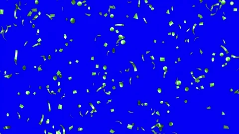Loop Green confetti falling over Blue Screen Stock Footage 278868326
