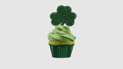 Loop Green Cupcake for St. Patricks Day with alpha channel Stock Footage 303898787