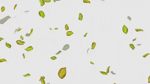  Loop Green falling leaves on alpha channel. Transparent Background. Matte Stock Footage 277640983
