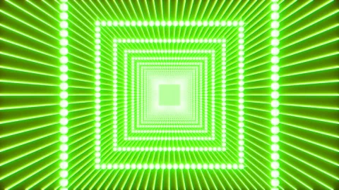 Loop green glowing tunnel of squares. techno digital background Stock Footage 314378596