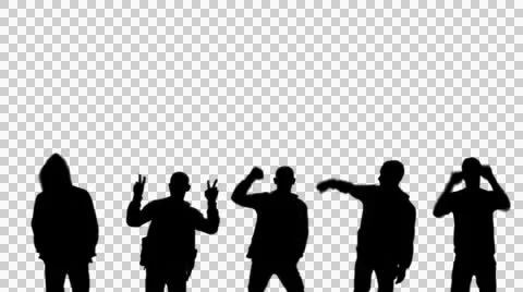Loop group guys silhouettes dancing alpha Stock Footage 45676665