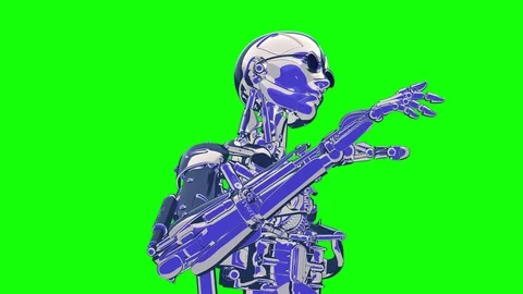 Loop grunge alive cyborg 25 fps,  Green Screen, yyaa102 Stock Footage 115901857