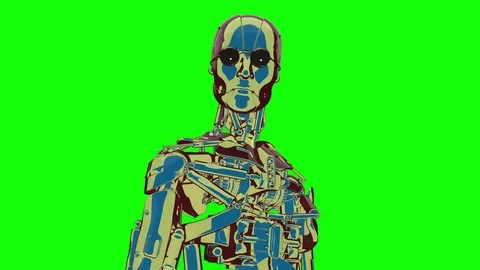 Loop grunge lively robot 60 fps, Green Screen, yyaa101 Stock Footage 115968041