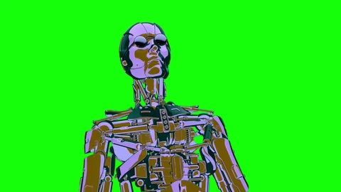 Loop grunge style cyborg 48 fps, Green Screen, yyaa103 Stock Footage 115900228