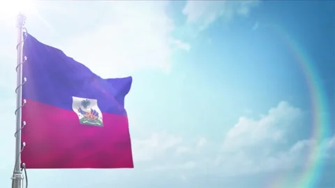 Loop Of Haiti Flag Perspective with alpha channel Stock Footage 302637451