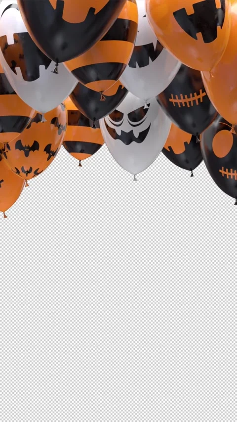 Loop Halloween balloons hitting the ceiling with alpha channel Stock Footage 284745329