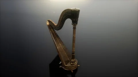 Loop Harp Instrument on Gray Vídeos de archivo 104807744