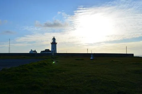 Loop Head Lighthouse and Lightkeeper’s House in Clare, Ireland Stock Photos
