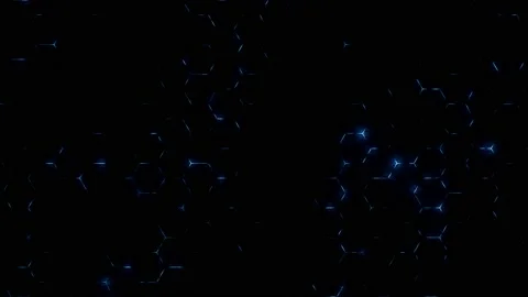 Loop Hexagon Grid Neon Light Background 3D Render Stock Footage 203763314