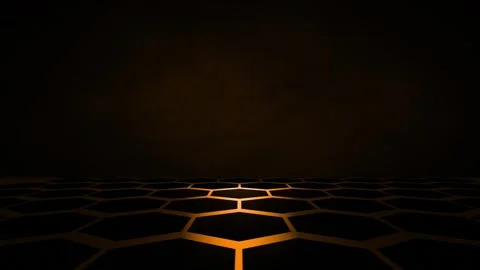 Loop hexagonal luminous floor. abstract smoke Stock Footage 314662080