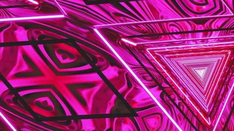 Loop illustion hypnotic animation polygonal neon pink geometric Stock Footage 148928138