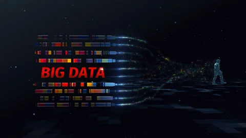 Loop infinite abstract digital man walks in digital space generating a cloud of Stock Footage 115706151