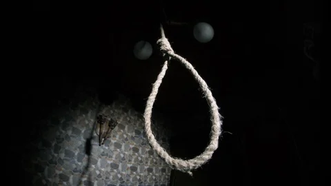 Loop knot at dark room Stock Footage 129515667