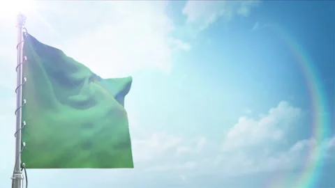 Loop Of LIbya Flag Perspective with alpha channel Stock Footage 302637631