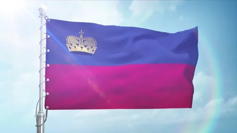 Loop Of Liechtenstein Flag Face View With Alpha Channel Stock Footage 302637640